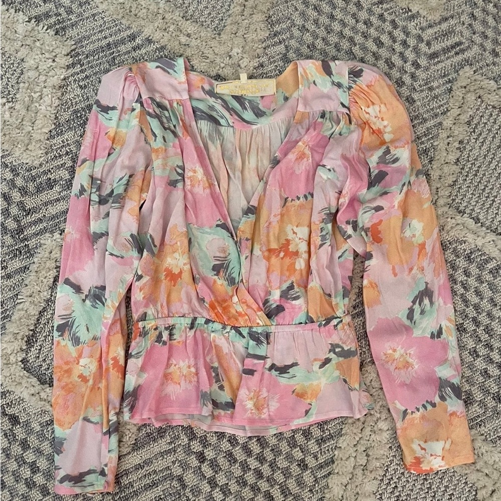 Floral V-Neck Peplum Top